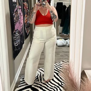 ASOS Cream Wide Leg Sailor Style Jeans